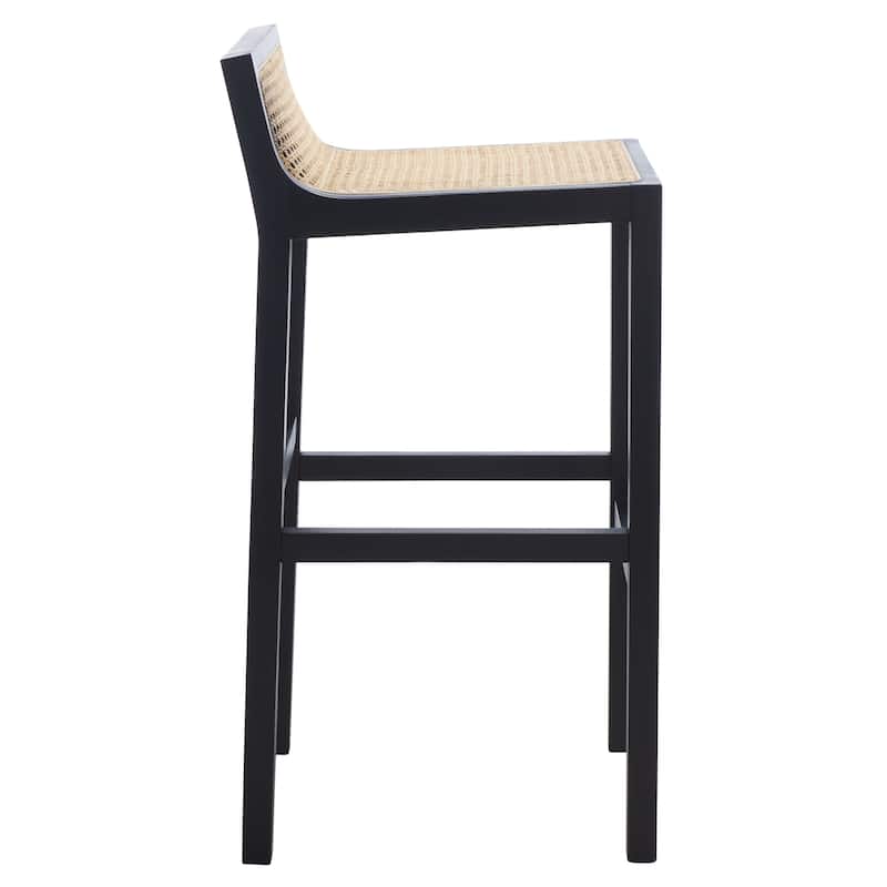 SAFAVIEH Crete Low Back Cane Bar Stool - 16" W x 20" D x 38" H - 16Wx19Dx37H
