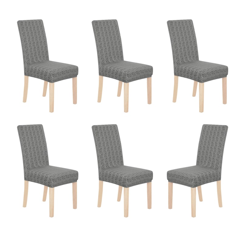 Stretch Jacquard Spandex Chair Covers 6 Pieces - 18x18x24 Inch - Light Grey