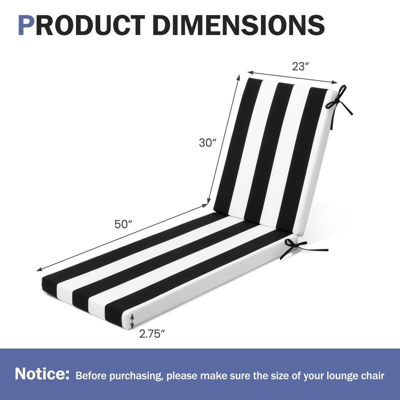 Outdoor Patio Chaise Lounge Cushion with Sunbrella