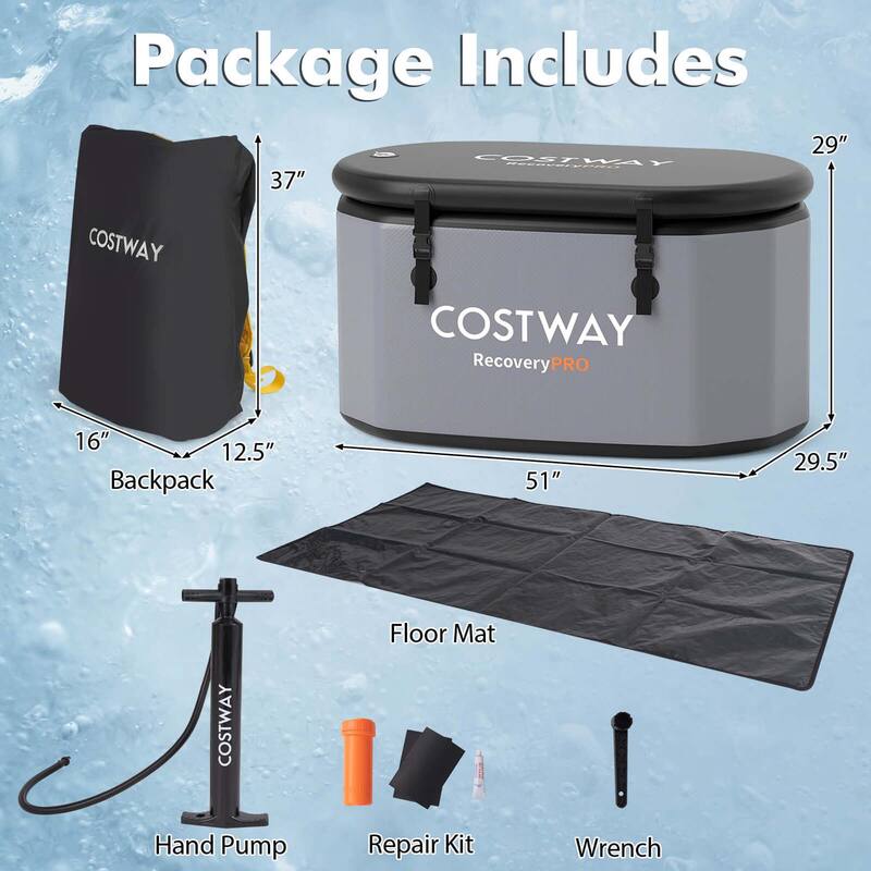 Costway XL 129 Gal Oval Ice Bath Tub for Athletes with Cover Hand Pump - See Details
