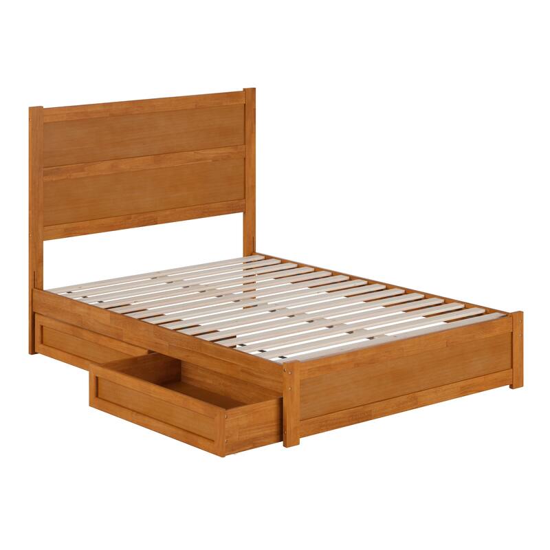 Aveline Wood Platform Bed with Matching Footboard & Storage Drawers