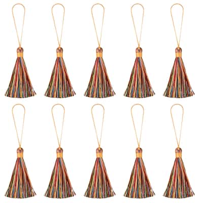 6.5" Silky Bookmark Tassels with Loop for DIY Craft Accessory, 20Pcs Multicolor - Multicolored