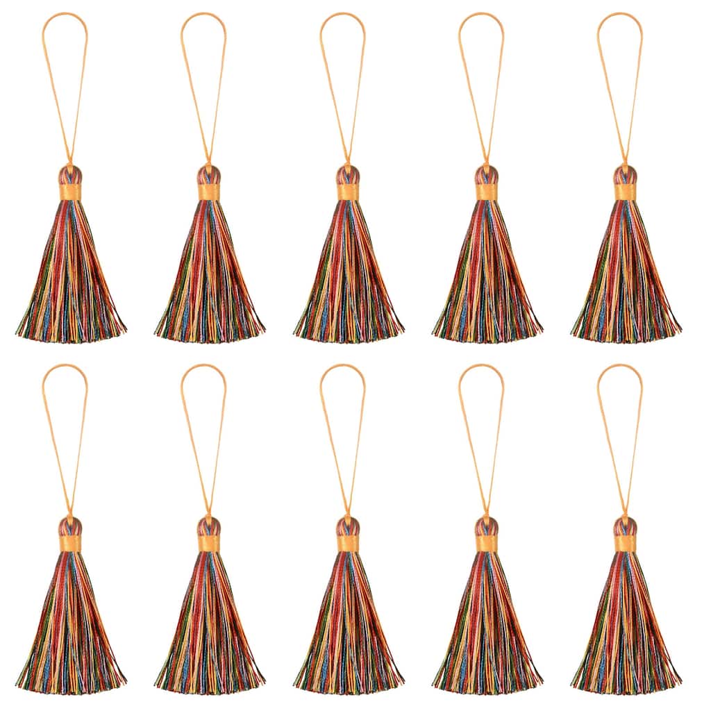 6.5" Silky Bookmark Tassels with Loop for DIY Craft Accessory, 20Pcs Multicolor - Multicolored