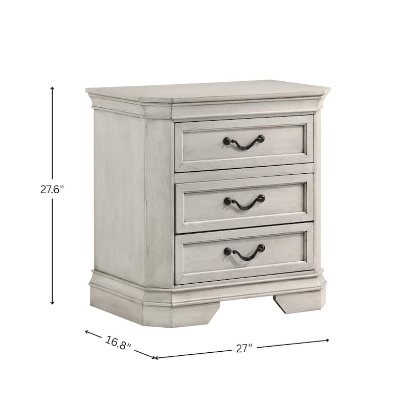 Roundhill Furniture Maderne Traditional Wood 3-Drawer Nightstand