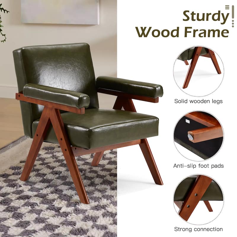 EROMMY Accent Chair, Mid Century Modern Sitting Chair with Solid Wood Frame, Armchair for Living Room Lounge Balcony