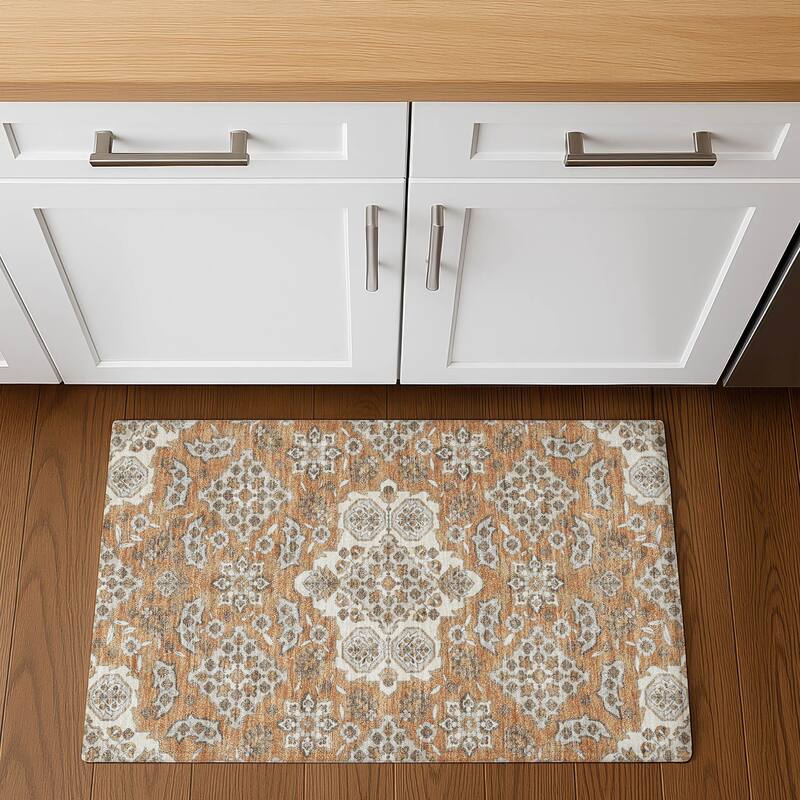 Premium Washable Super Soft Classic Traditional Mayfield Rug - Terracotta - 1'8" x 2'6"