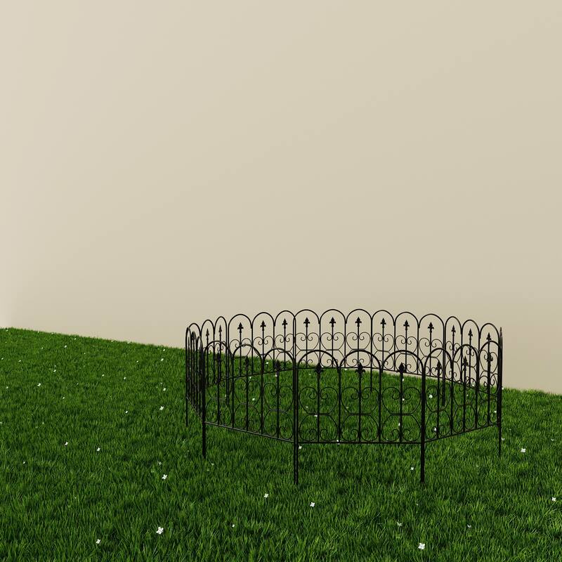 5/10-Pack Decorative Metal Garden Fence Panels Rustproof Outdoor Landscape Edging for Yard