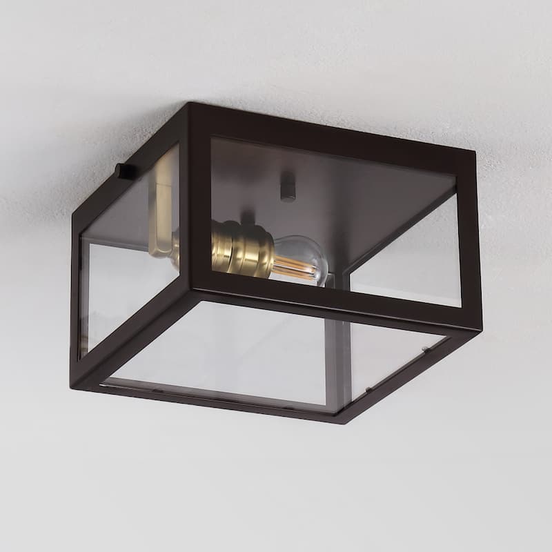 Alma 12" Metal/Glass LED Flush Mount, by JONATHAN Y