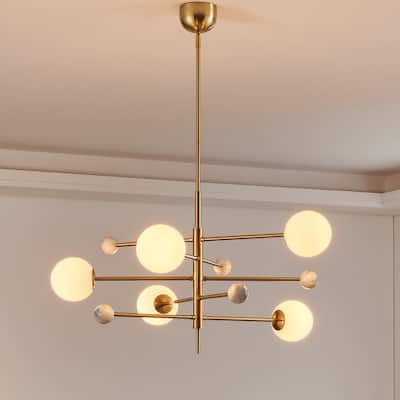 KAWOTI 5-light Modern Dimmable Sputnik Linear Chandelier Pendant