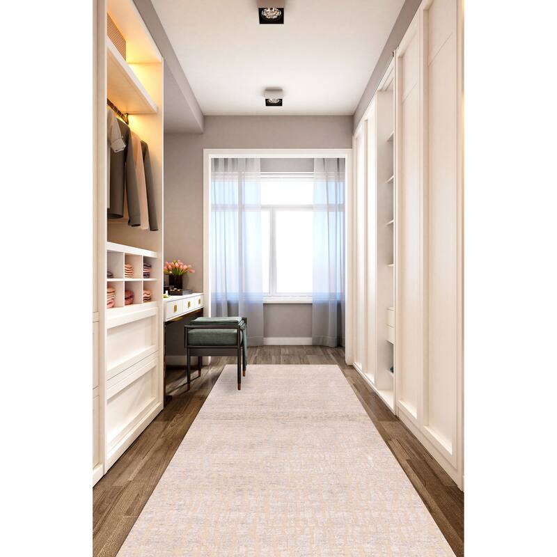 ECARPETGALLERY Hand-knotted Legacy Light Grey Silk, Wool Rug - 2'6 x 9'11