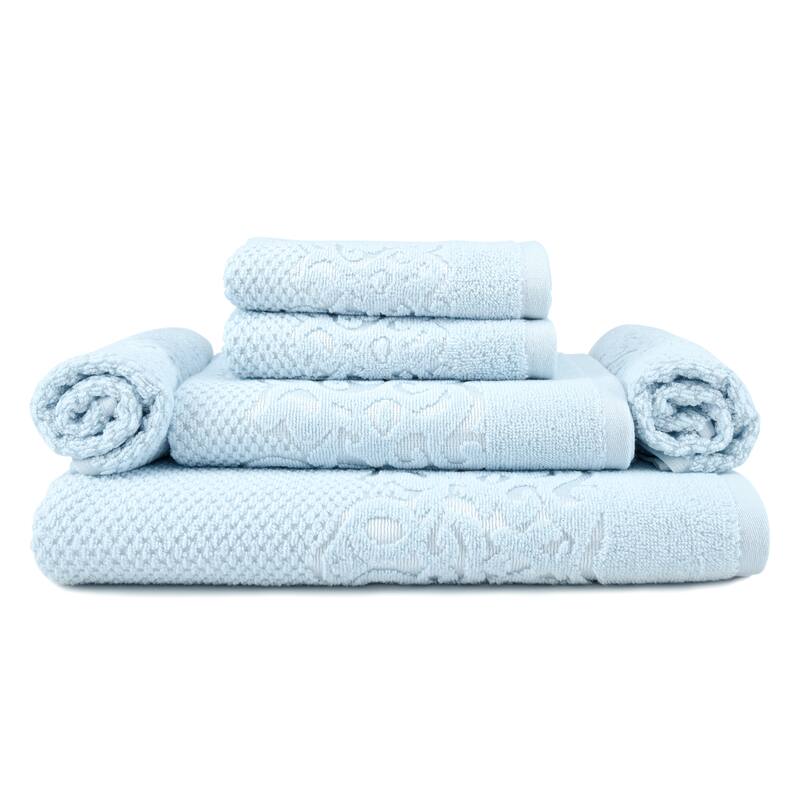 East'N Blue Galata Turkish Cotton Bath Towel Set (Set of 6) - (1 Bath Towel, 1 Hand Towel, 4 Washcloth)