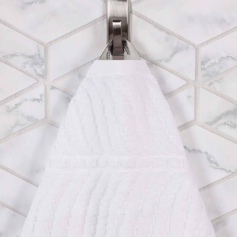 Superior Chevron Zero Twist Solid and Jacquard Cotton Hand Towel Set of 6