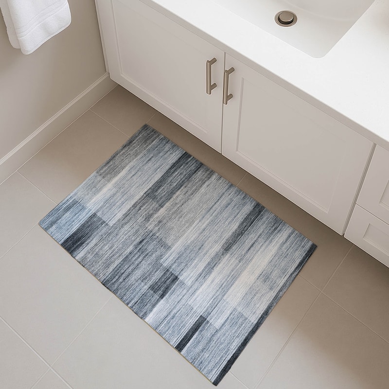 Premium Washable Super Soft Ombre Layers Mayfield Rug - Denim - 1'8" x 2'6"