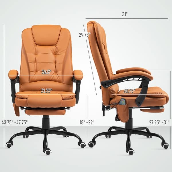 dimension image slide 5 of 9, Vinsetto 7-Point Massage Office Chair High Back Executive Recliner