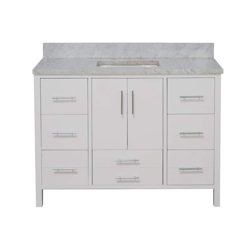 KitchenBathCollection California 48" Bathroom Vanity with Carrara Marble Top