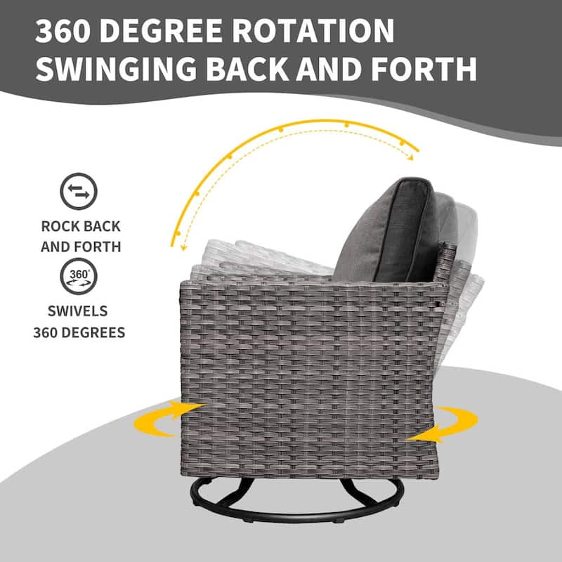 OVIOS 8-piece Patio Wicker Conversation Furniture Set with Swivel Chairs