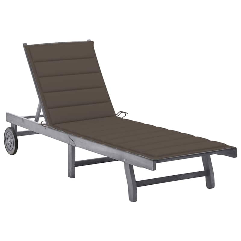 vidaXL Patio Lounge Chair Sunbed Sunlounger with Cushion Solid Acacia Wood - Taupe