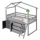 preview thumbnail 4 of 13, Grey Twin Pinewood Loft Bed with Fence and Storage
