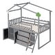 preview thumbnail 5 of 16, Twin Size House Loft Bed Wood Low Bedframe with Black Boards & Storage