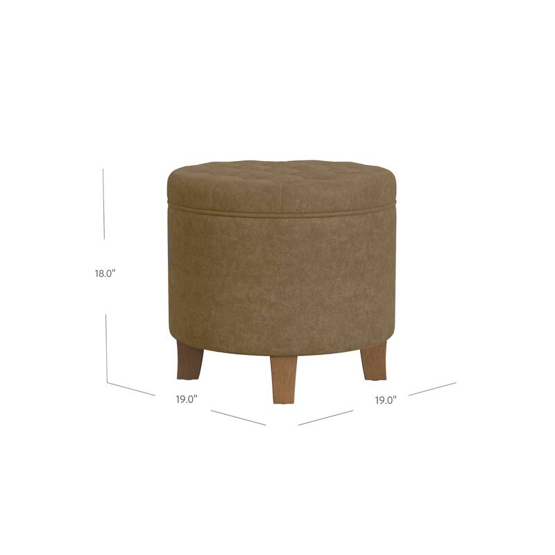 Carson Carrington Hare Button-tufted Round Storage Ottoman