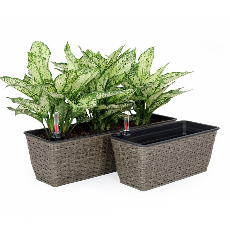 2-Pack Smart Self-watering Hand Woven Wicker Planter