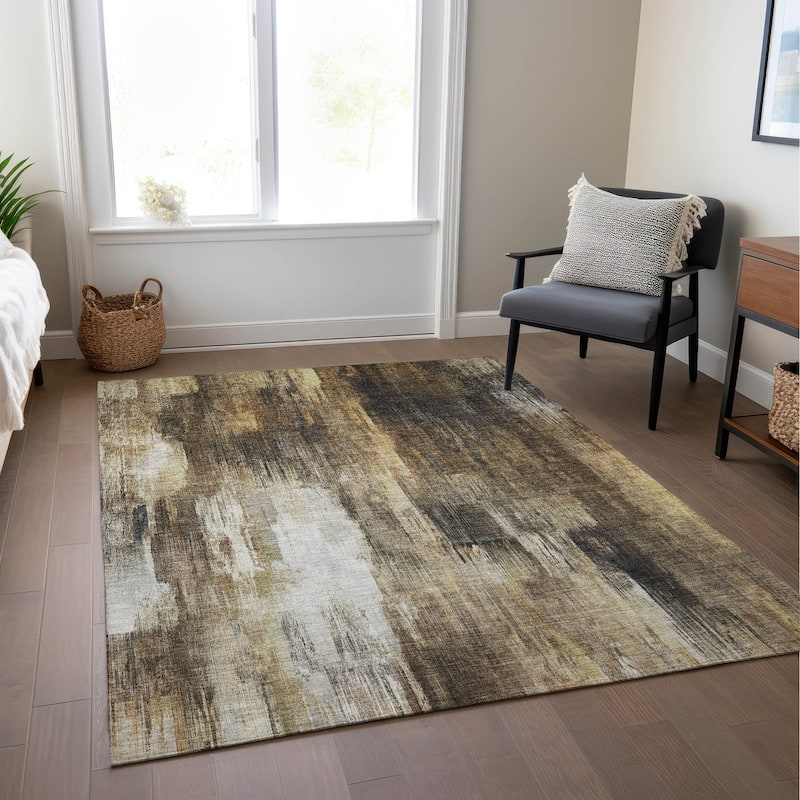 Machine Washable Indoor/ Outdoor Modern Ombre Chantille Rug