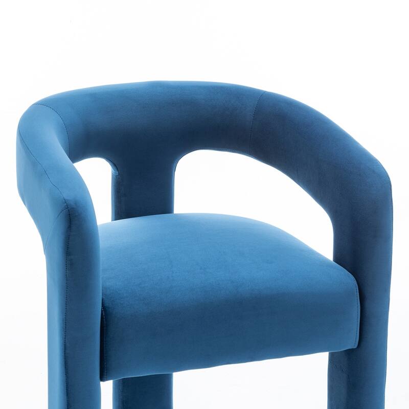 SEYNAR Modern Velvet 34.6''H Fixed Height Open-Back Bar Stool with Metal Footrest Set of 2