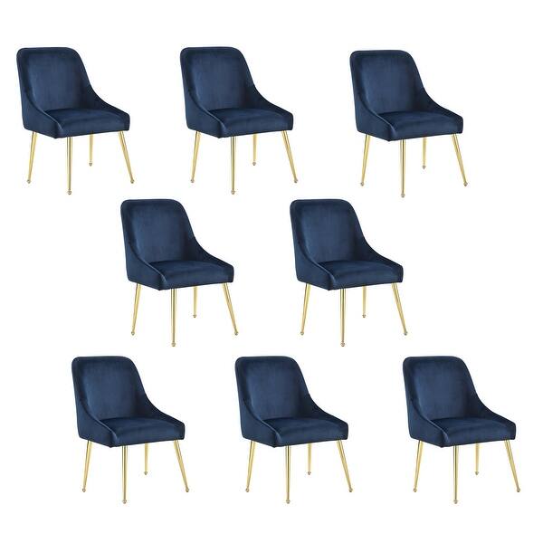 Walmer Blue and Gold Upholstered Dining Chairs (Set of 8) Bed Bath