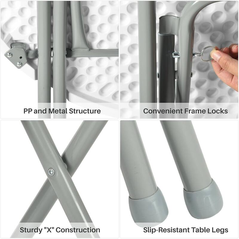 HOMYLIN 31.5" Folding Round Bar Table with Metal Frame for Indoor/Outdoor