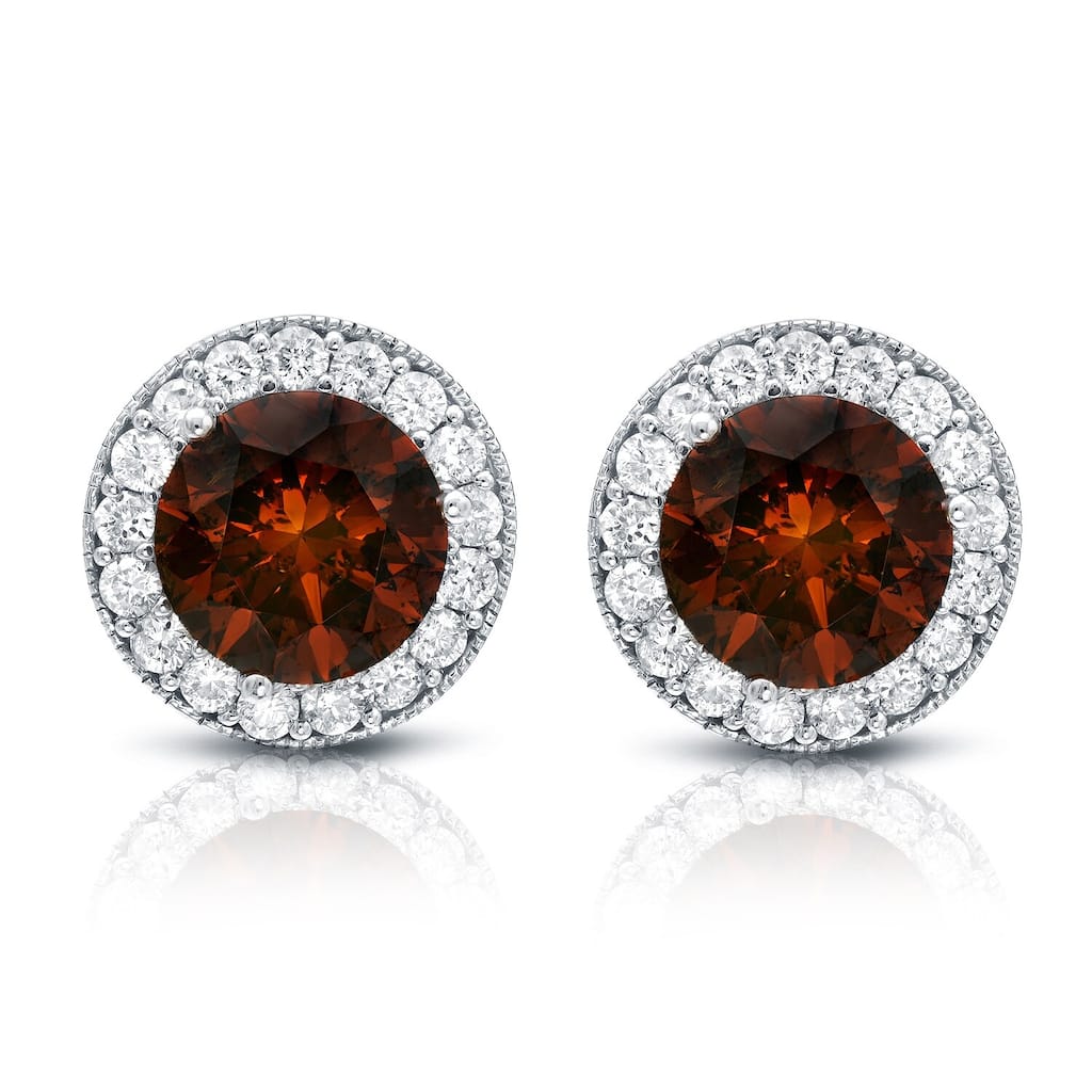 Auriya 4 4/5ctw Vintage Brown Diamond Stud Earrings with Halo Jackets 14k Gold (I1-I2)