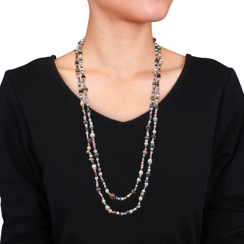 Miadora 3-9.5mm Multi-Color Cultured Freshwater Pearl Endless Necklace - 72 in.