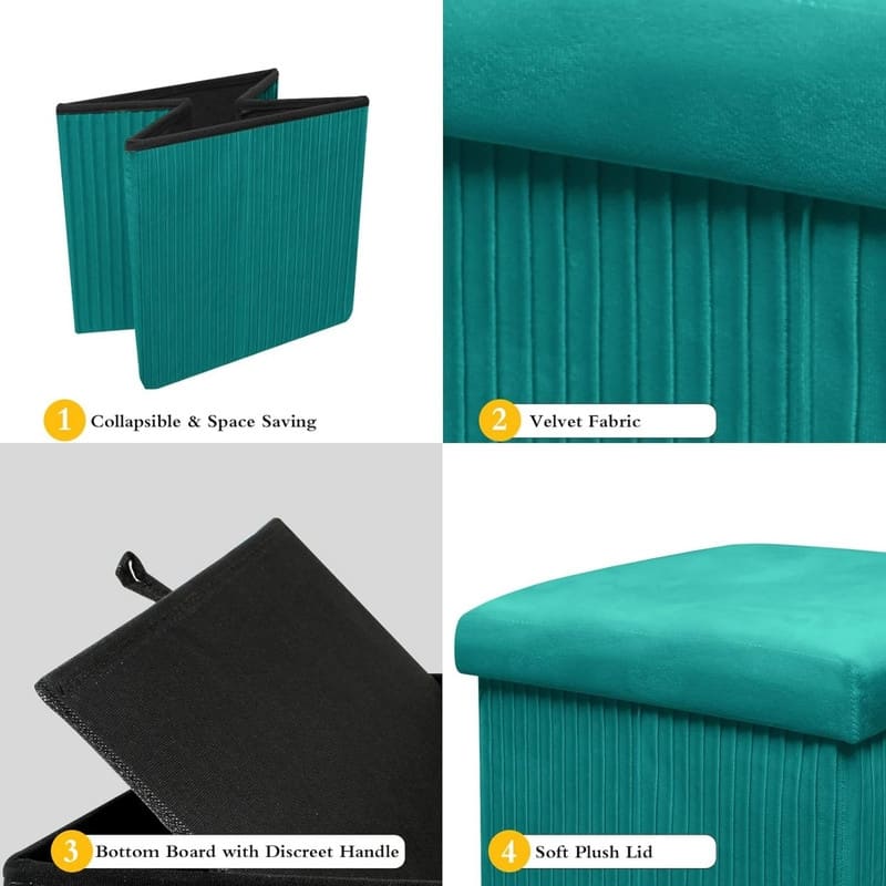 15 Inch Storage Ottoman Green