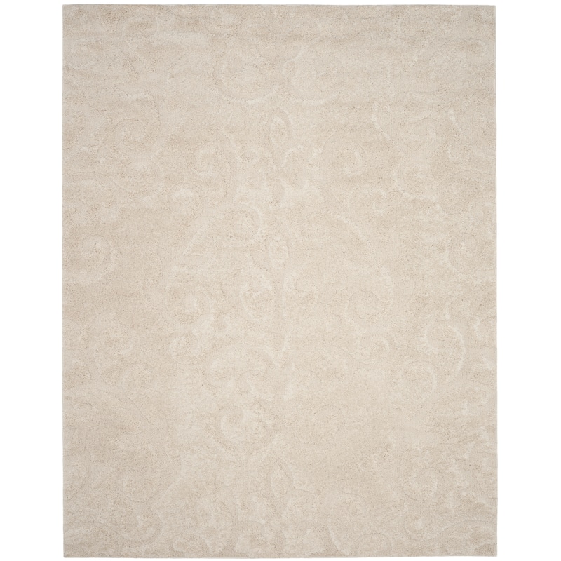 SAFAVIEH Florida Shag Tjabbe Scroll Area 1.2-inch Thick Rug - 8' x 10' - Creme