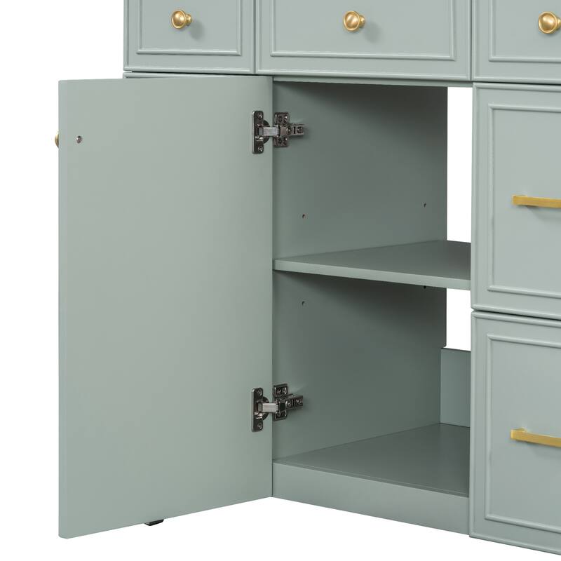 Bathroom Vanity with Sink, Vanity Set with Double-Layer & Standard Drawers, Bathroom Storage Cabinet with Adjustable Shelf