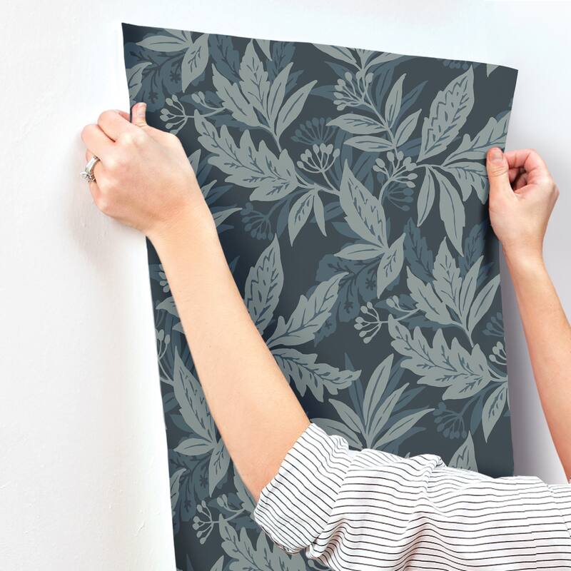 A-Street Prints Anita Teal Woodland Floral Wallpaper