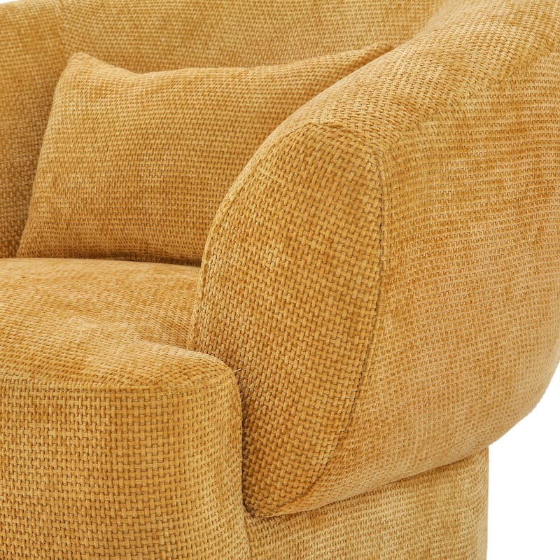 Modern Swivel Barrel Accent Chair with Solid Wood Base with Chenille Upholstery Armchair