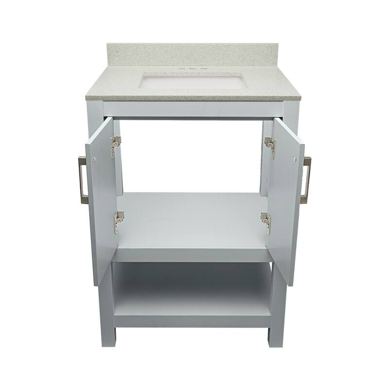 Taos 25" Bathroom Vanity with Cultured Marble Vanity Top Sink in White with White Basin