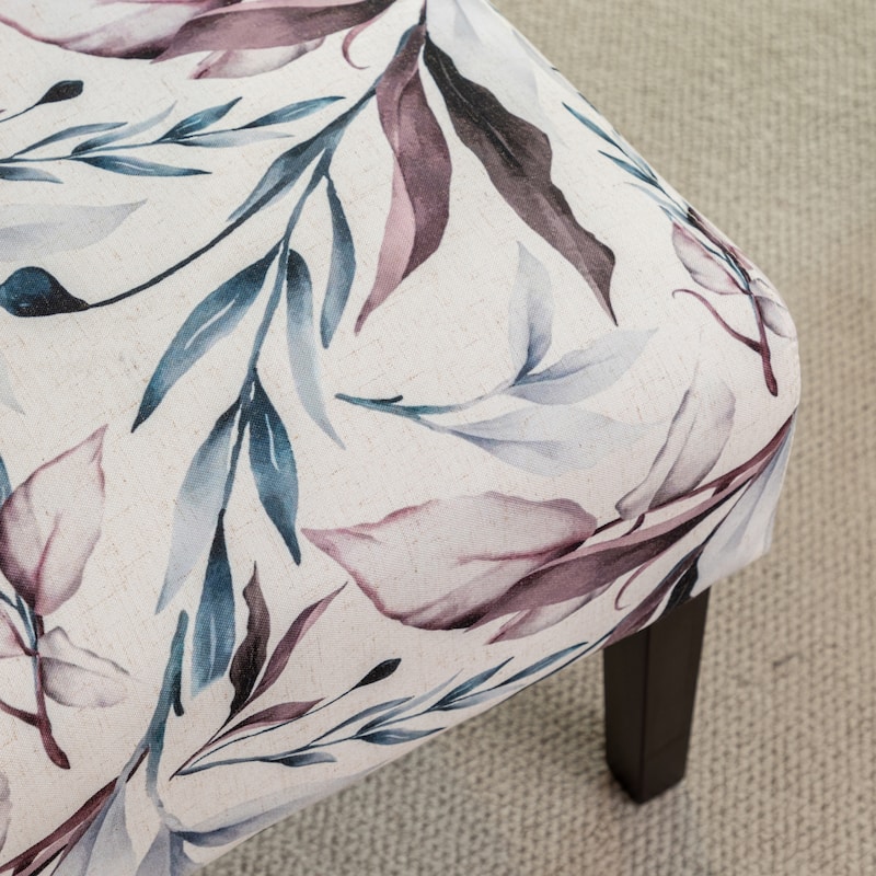 Print Fabric Armless Contemporary Accent Chair, Purple Floral, for Living Room