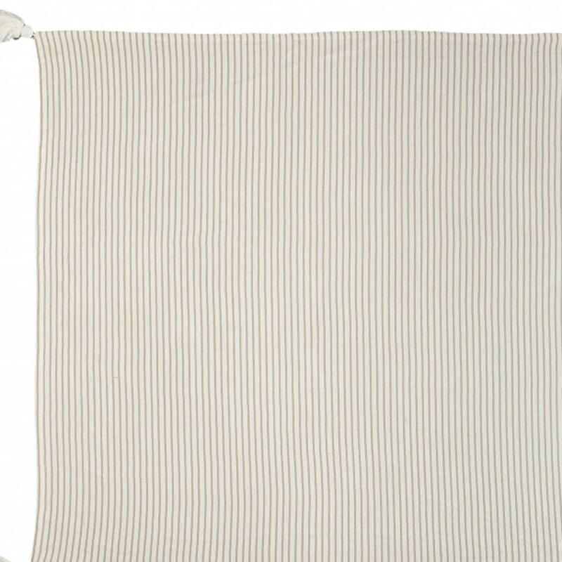 50" X 60" Gray and White Woven Cotton Striped Throw Blanket with Tassels