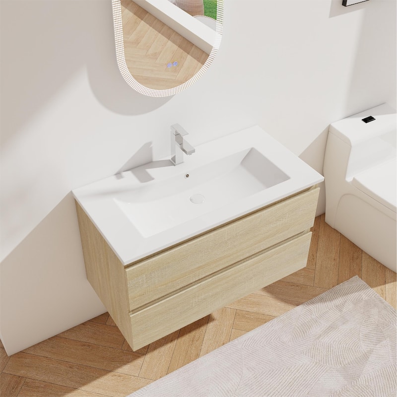 Bathroom Vanity With Sink In 24/30/36 Inch, Floating Bathroom Vanity With Soft Close Drawer