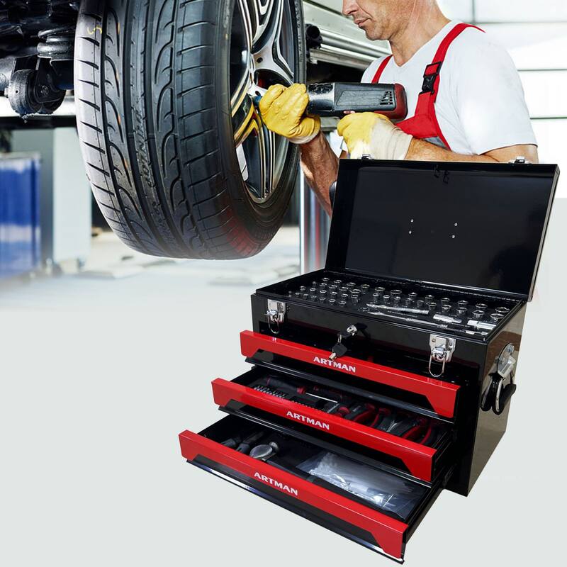 3 Tier Drawers Tool Set with Safety Lock