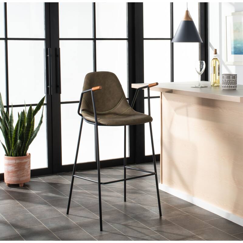 SAFAVIEH Coral Mid-Century Bar Stool - 25" W x 21.5" D x 39" H - 21Wx21Dx42H