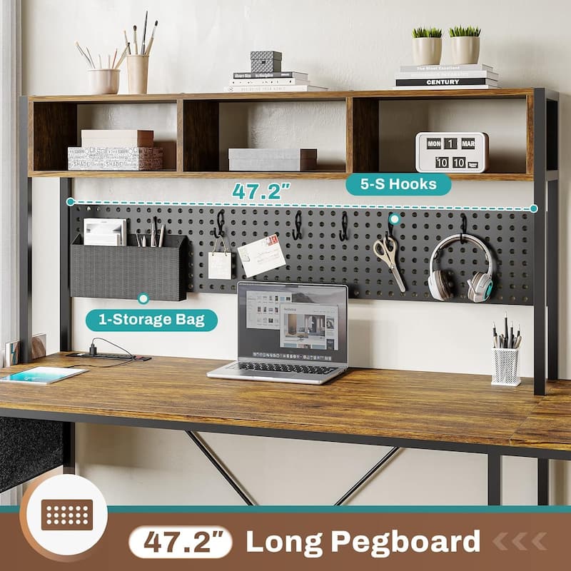 L Shaped Gaming Desk Computer Desk Corner Desk Pegboard Power Outlet