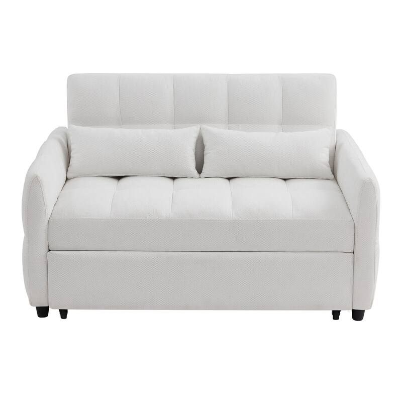 Pull-out Tufted Sofa Bed - Beige