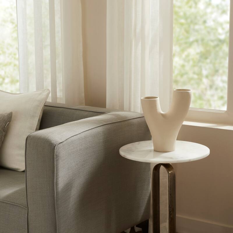 Renwil Wisteria Indoor Ceramic Stoneware Large Vase, Textured Beige Semi-Gloss