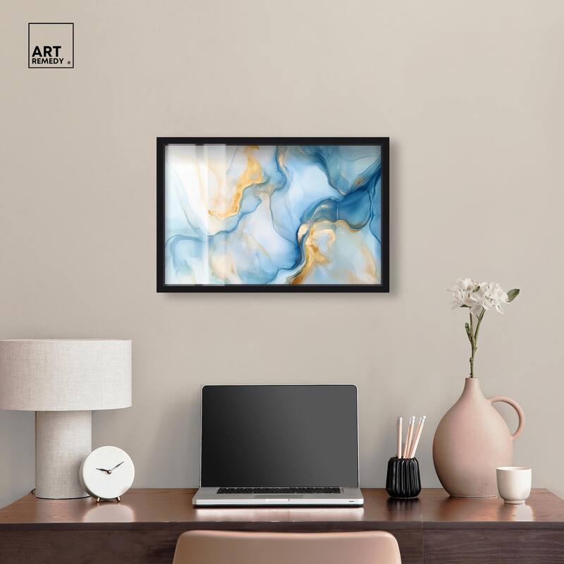 Blue Veined Gold Shadowbox by Art Remedy