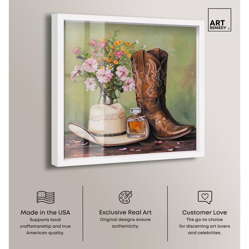 Spring Green Cowboy Necessities Shadowbox by Art Remedy