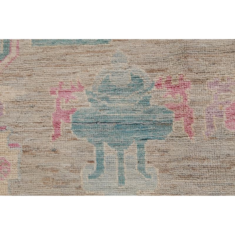 Hand Knotted Oriental 100% Wool Carpet Transitional Geometric Multi-Colored Oushak Area Rug - 9' 0'' X 8' 10''