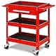 Service Tool Cart Tool Organizers 3-Tray Rolling Utility Cart Trolley - Red