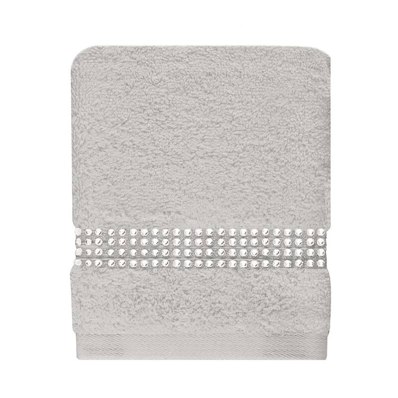 Sparkles Home Rhinestone Stripe Fingertip Towel (Set of 2) - Gray
